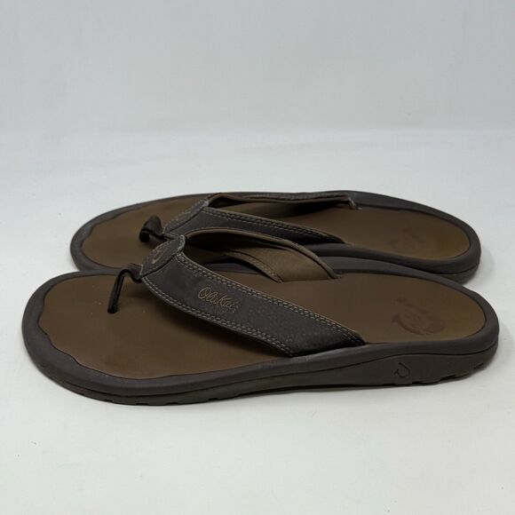 Olukai Ohana Sandals Flip Flops Mens 10 Brown Thong Comfort Casual Beach Preppy - Picture 2 of 15